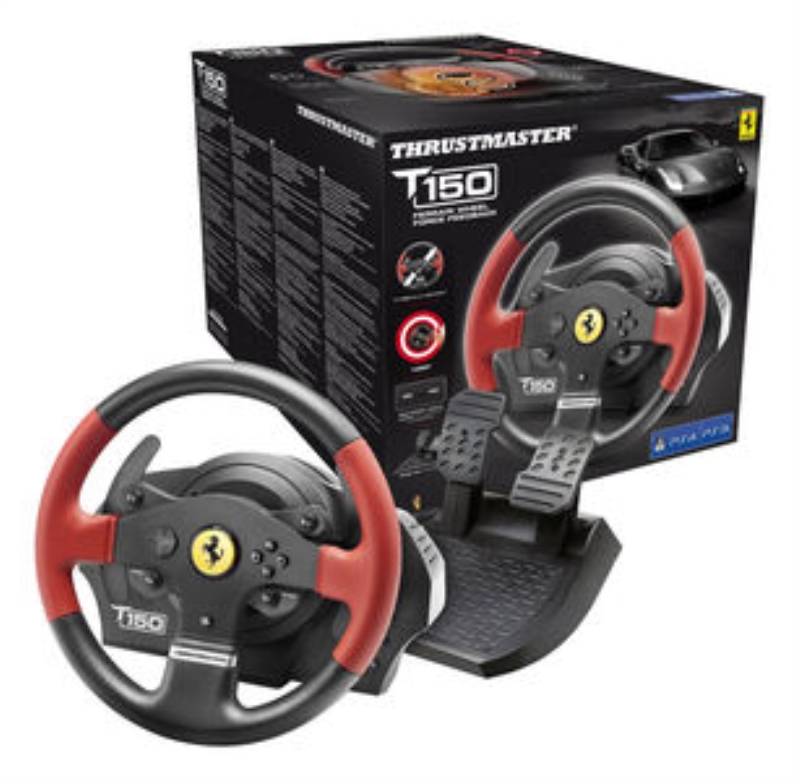 THRUSTMASTER Controller kit sterzo con pedaliera T150 RW Ferrari per PC, PS3/4 (licenza ufficiale Sony)